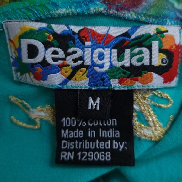 Desigual Dress Medium A-line Colorful Mixed Pattern, Short Sleeve, Resortweard - Picture 6 of 7